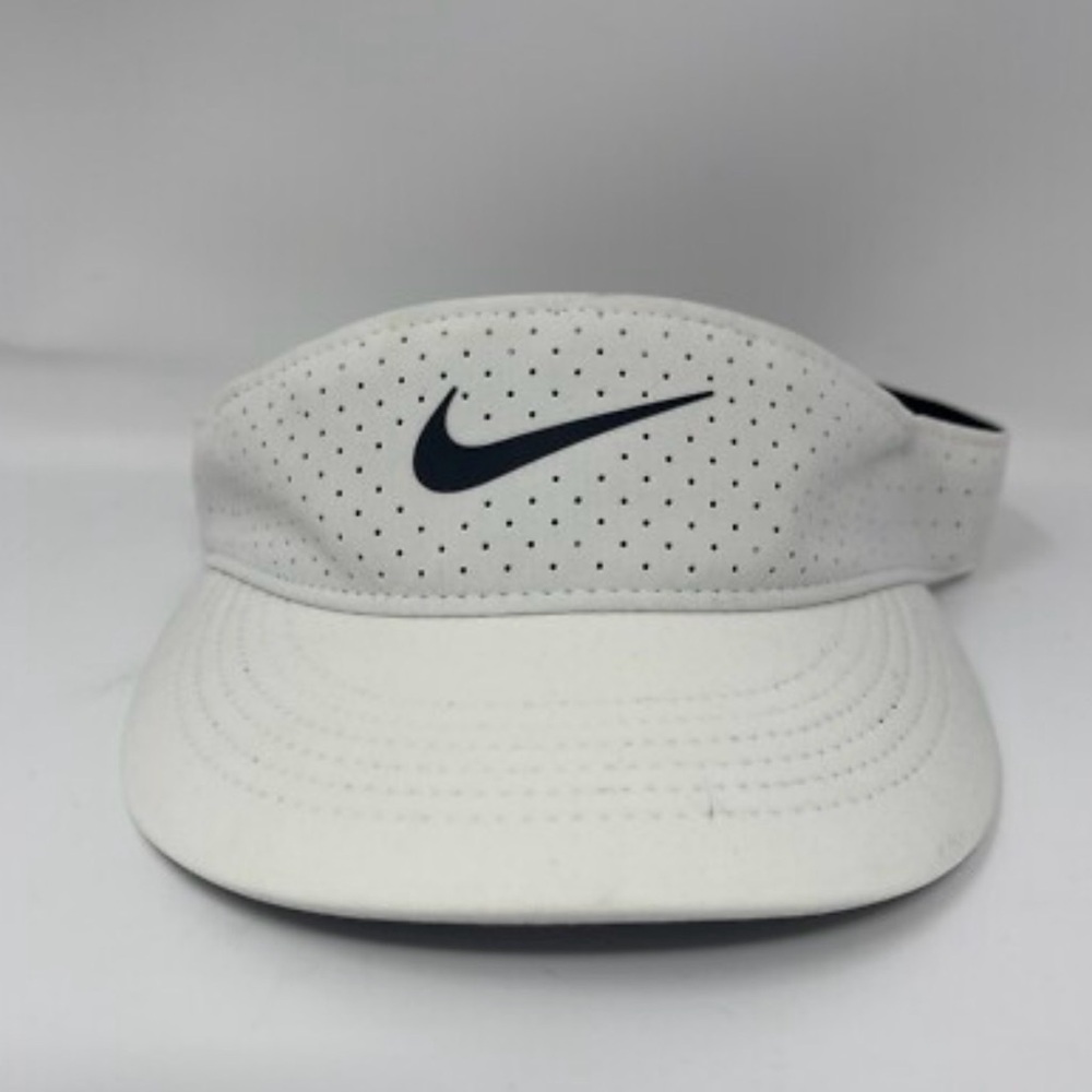 2 Nike White Perforated Visor with Black Swoosh
